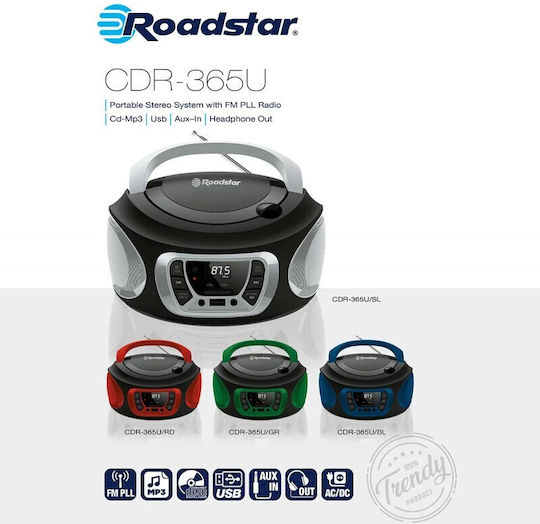 Roadstar CDR-365U Tragbares Radio-CD-Spieler mit CD / MP3 / USB / Radio in Silber