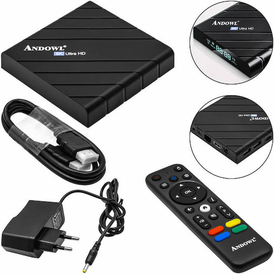 Andowl TV Box TV8.Mini 8K UHD with WiFi USB 2.0 4GB RAM and 64GB Storage Space with Operating System Android 13.0