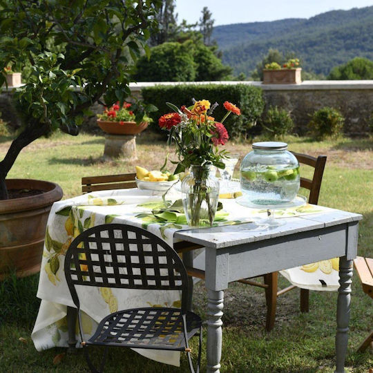 Tessitura Toscana Telerie Τραπεζομάντηλο Λινό Limoncello Λευκό 85x85εκ.