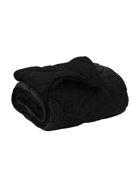 vidaXL Decke Vlies Einzeln 155x220cm Schwarz