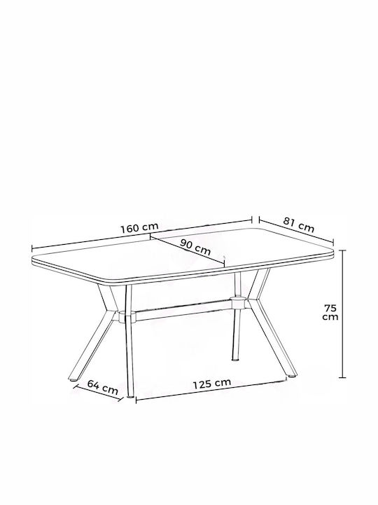 Dining Room Table White Marble With Gold Legs 6 Persons 160x90x75cm