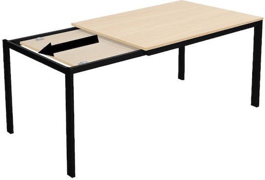 Extento Dining Table Extendable Wooden with Metal Frame Natural Shade 120(+60)x74x75cm