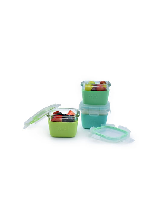Melii Set Glass Green Lunch Boxes 160ml 3 Pieces