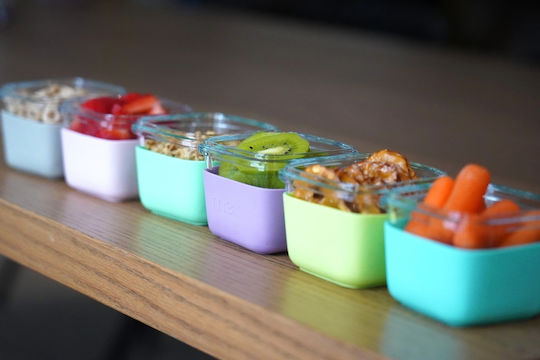 Melii Set Glass Lunch Boxes Green with Compartments 160ml 3 Pieces