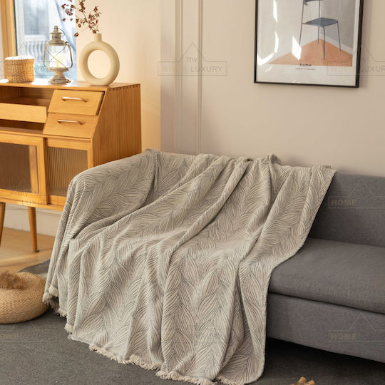 My Home Luxury Pommard Four-Seater Sofa Throw Jacquard 180x320cm Ecru