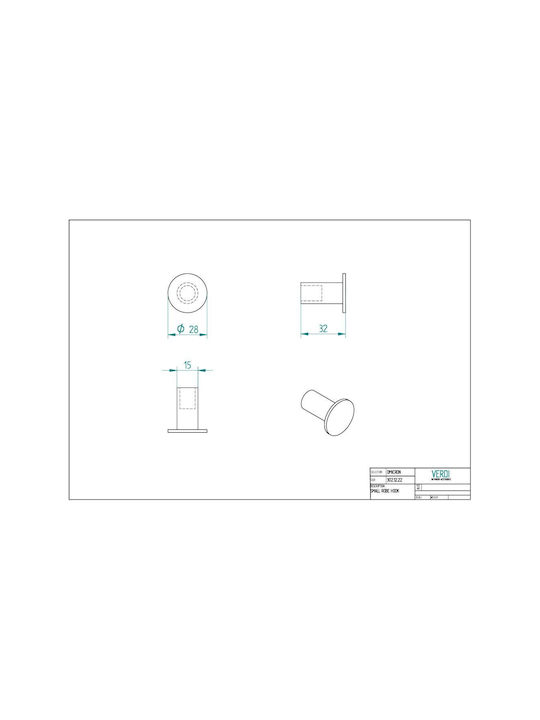 Verdi Omicron Single Bathroom Hook With Screws Silver