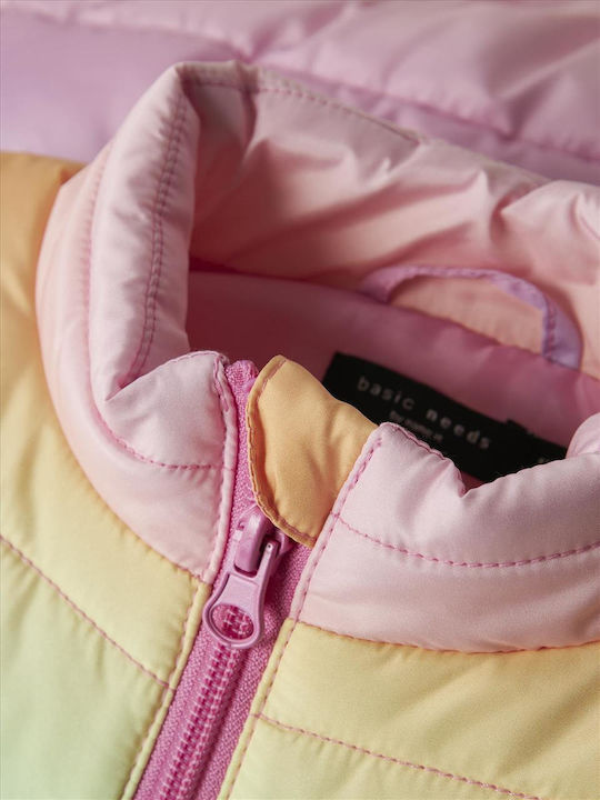 Kids Quilted Sleeveless Short Multicolour Jacket