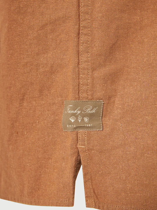 Short Sleeve Linen Shirt Brown