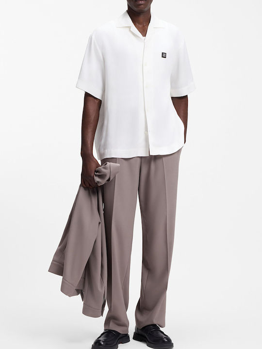 Espino Short Sleeve Shirt in Wide Line Offwhite