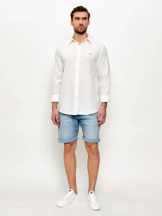 Long Sleeve Linen Shirt in Regular Fit Ecru
