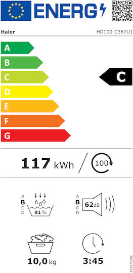 Haier HD100-C367U1 Στεγνωτήριο 10kg με Αντλία Θερμότητας