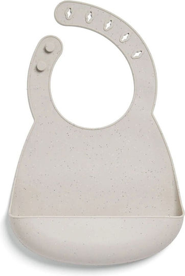 Mamas & Papas Waterproof Silicone Baby Bib with Button Neutral Speckle 2 Pieces