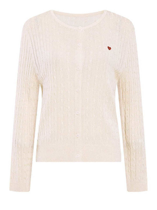 Celestino Gestrickte Damen Strickjacke Herz Beigefarbe