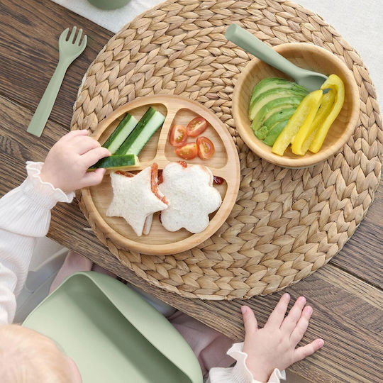 Mamas & Papas Σετ Φαγητού από Bamboo με Αντιολισθητική Βάση Πράσινο 5τμχ