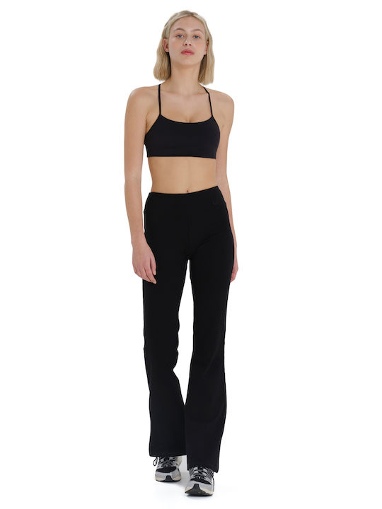Women's Fabric Flared Trousers Black