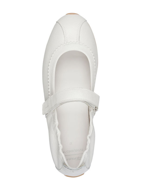 Leather Women's Ballerina Shoes in White Colour