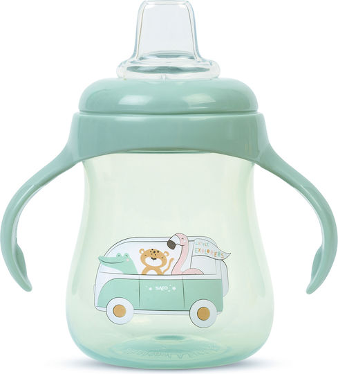 Saro Little Exlporers Εκπαιδευτικό Μπιμπερό Σιλικόνης με Λαβές Πράσινο για 6m+ 250ml