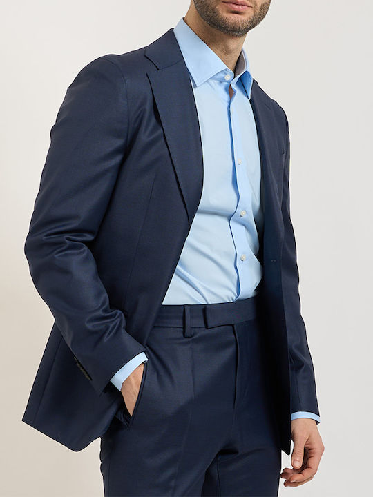 Winter Men's Suit with Slim Fit Dark Blue