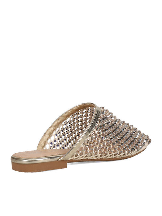 Mules with Heel in Gold Colour