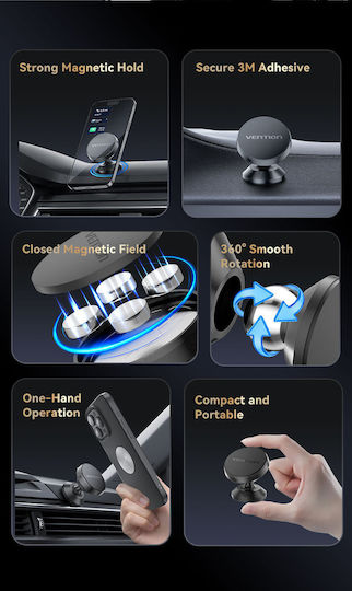 Vention Car Mobile Mount with Magnet Black