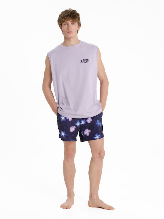 Herrenblusen Rundhalsausschnitt Lila Blau T-Shirts