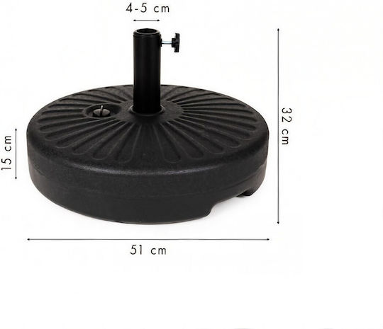 Alista Home Beach Umbrella Water Sand Base Plastic 48mm 22lt Round Black
