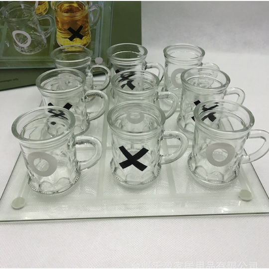 Alista Home Joc X și 0 Mini Căni de Sticlă 25 x 25 Cm Decorațiuni Cadouri pentru Petreceri Transparente