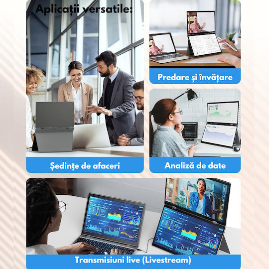 Qova IPS Touch Monitor Portabil 15.6" FHD 1920x1080 Alb