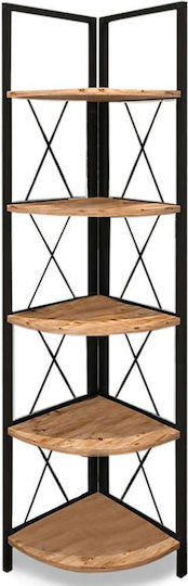 Corner Bookcase Kelsie Black / Pine Oak 33x33x162cm