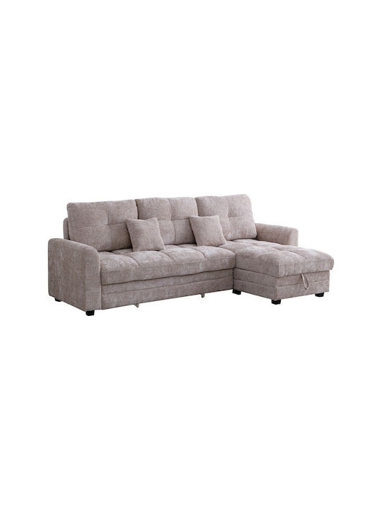 Comfie Colțar Canapea Pat cu Unghi Reversibil și Spațiu de Depozitare Bej 267x159x97cm