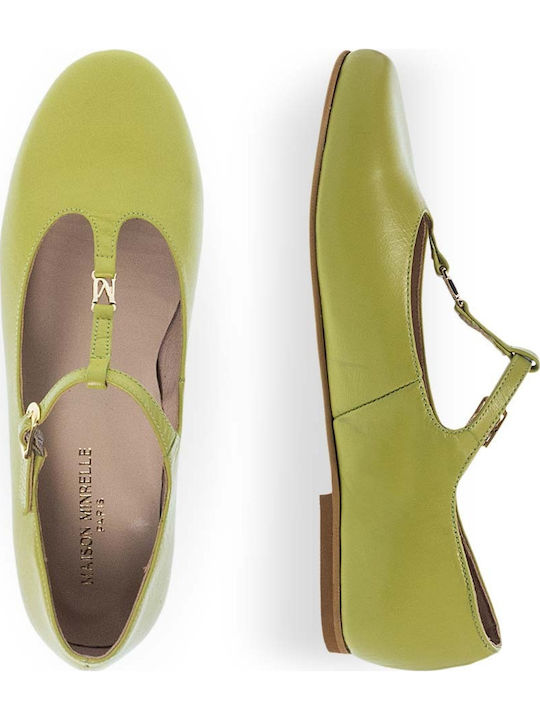 Pantofi Balerini Pentru Femei Din Piele Verde