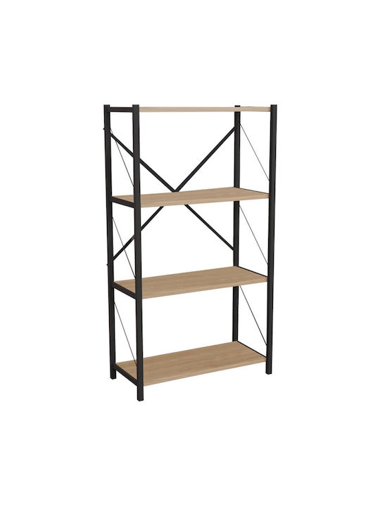 Bookcase Jackrey Black Velvet-Black Metal 60x30x114cm