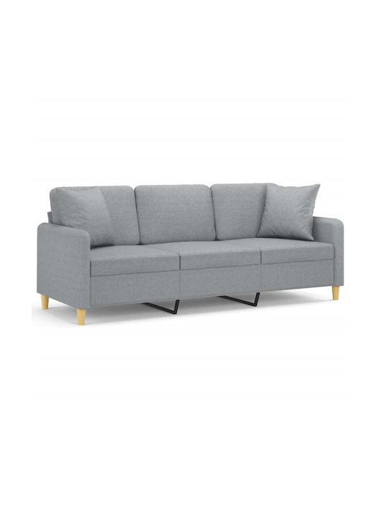 Canapea Cu Trei Locuri Gri Deschis Cu Perne Decorative 198x77x80cm