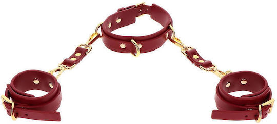 Taboom D-ring Collar & Wrist Cuffs Neck & Limb Restraint Set in Red Color