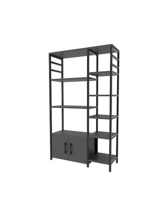 Βιβλιοθήκη Benito Μαύρο - Ανθρακί 83.6x30.2x140.7εκ.