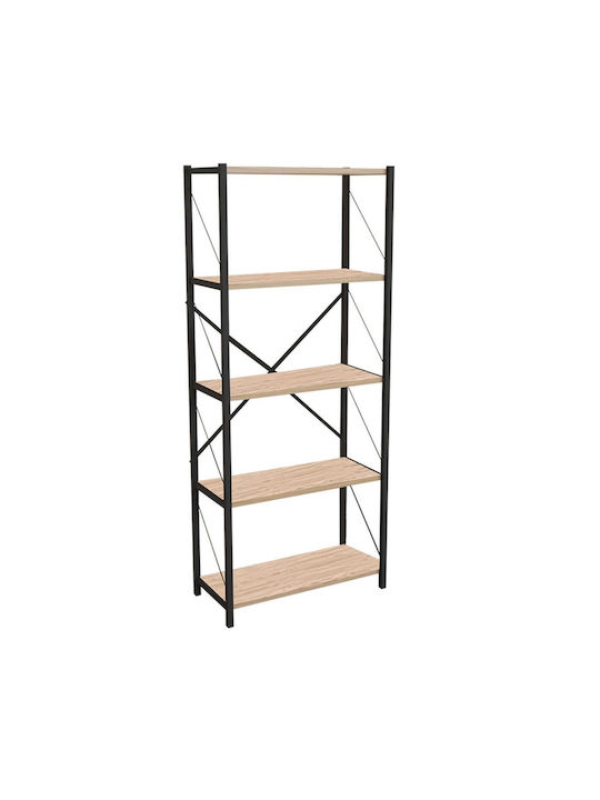 Βιβλιοθήκη Draizy Μαύρο 60x30x150εκ.