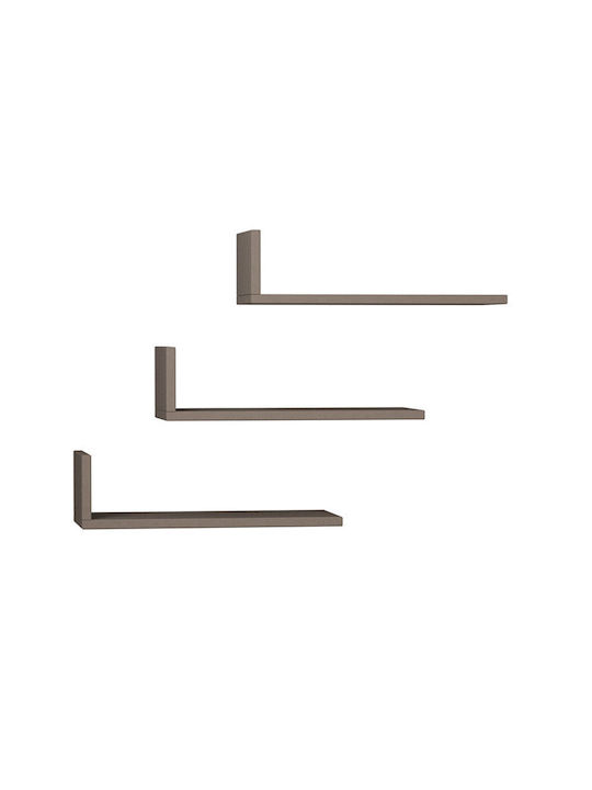 Wall Shelves Taupe (3 Pieces) 50x20x14cm