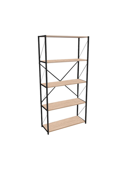 Bookcase Tikilmo Black 88x34x180cm