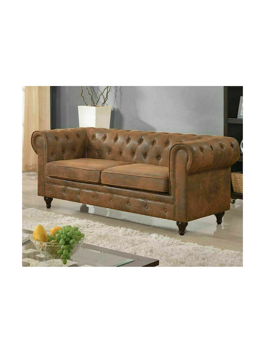 Woodwell Chesterfield Dreisitzer Sofa Antiquit Braun Camel 190x82x77cm E942,3