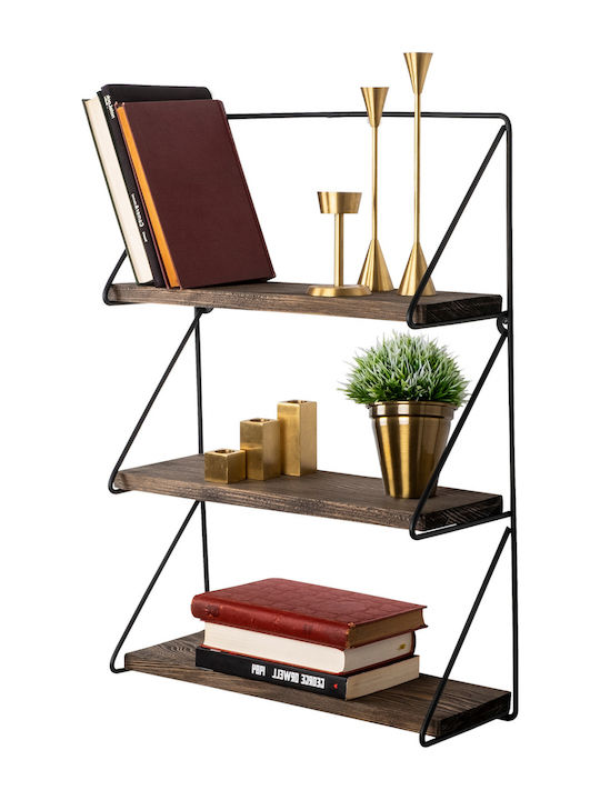Raft Perete Kerstin Negru / Nuc 40x15x60cm
