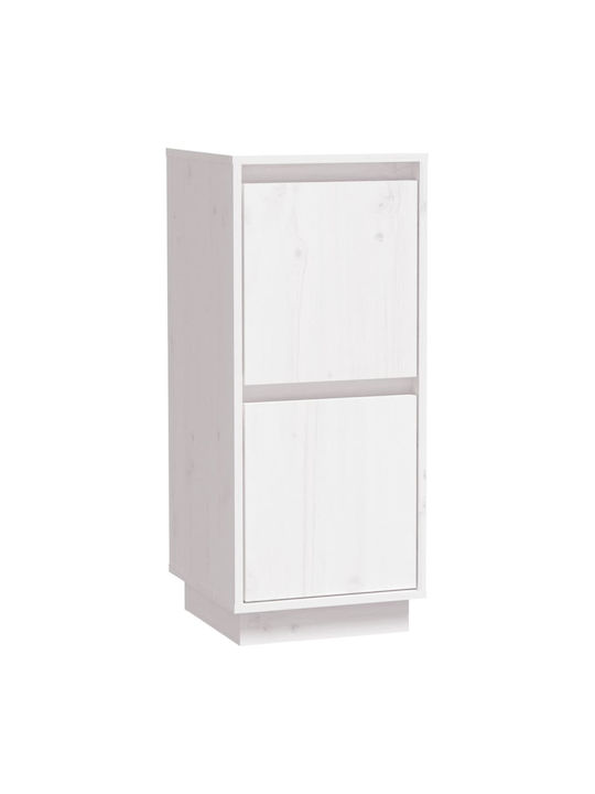 Living Room Display Cabinet Made of Solid Wood White 31.5x34x75cm