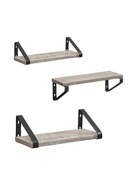 Gray Black Wall Shelves (3 Pieces) 40x12x11cm