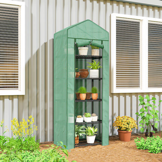 Outsunny Mini Greenhouse Flowers or Vegetables Steel Plastic 69l x 49w x 193h cm Green