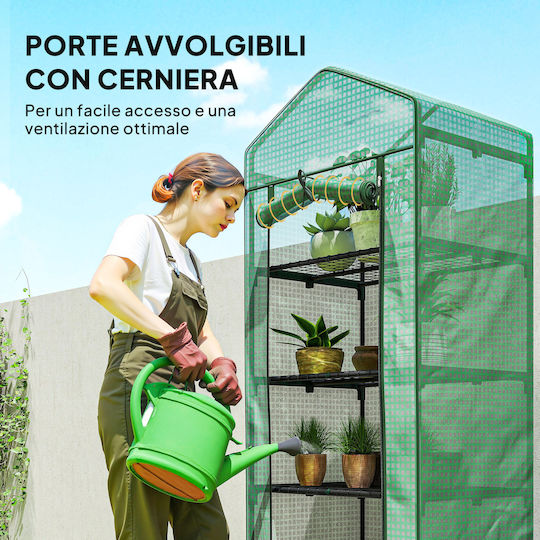 Outsunny Mini Greenhouse Flowers or Vegetables Steel Plastic 69l x 49w x 193h cm Green