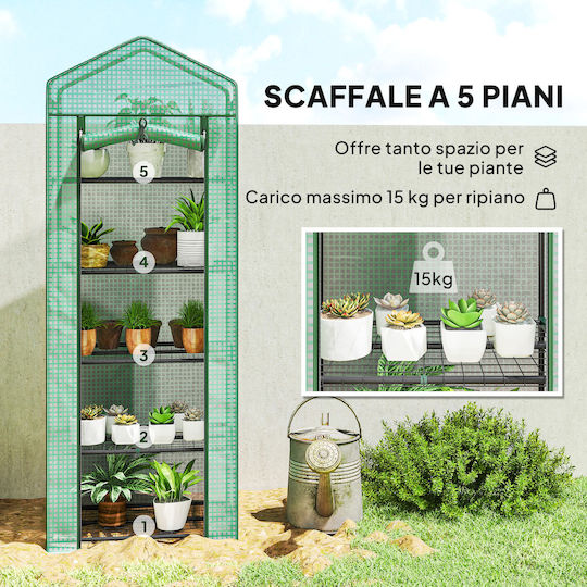 Outsunny Mini Greenhouse Flowers or Vegetables Steel Plastic 69l x 49w x 193h cm Green