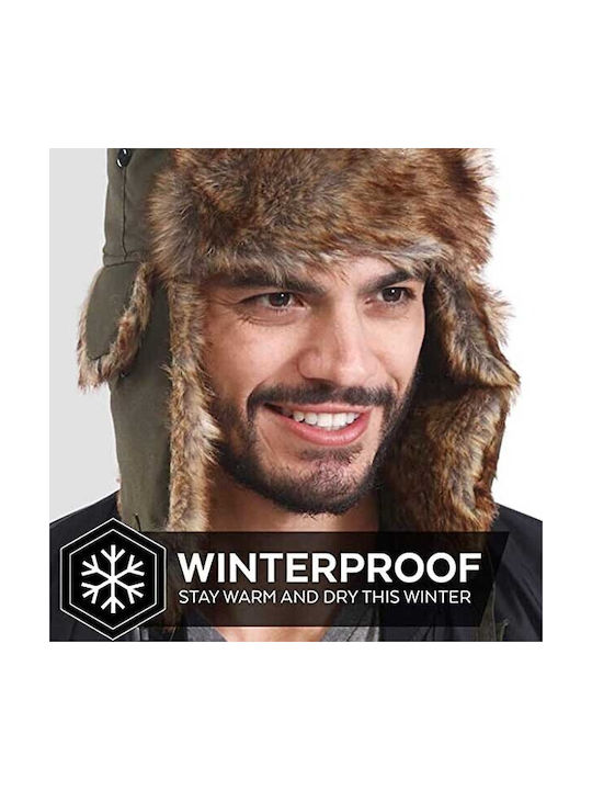Winter Fur Hat with Ear Flaps Special Clip Closure Black