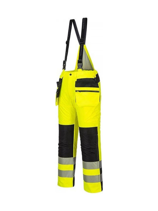 Portwest Φόρμα Εργασίας με Τιράντες & Ανακλαστικές Ταινίες Κίτρινη