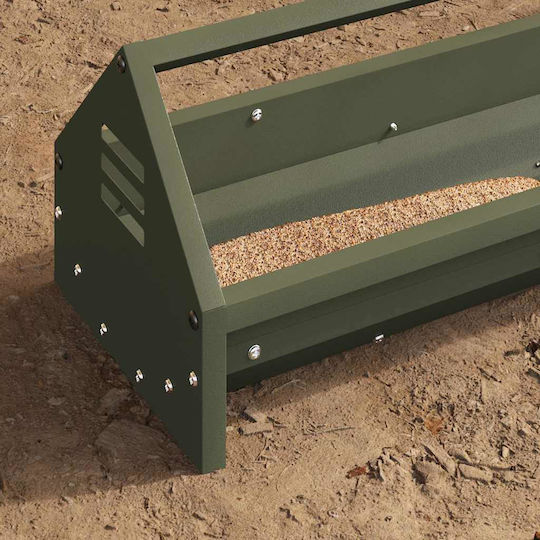 vidaXL Chicken Feeder Trough Olive Feeder for Chickens and Poultry with Capacity 3.93kg 108x20.5x20cm.