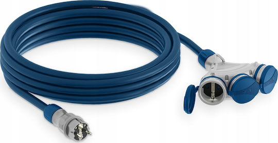 Extension Cord Cable 3 Sockets with Length 10m Cross Section 3 x 1.5mm² and Grounded Waterproof