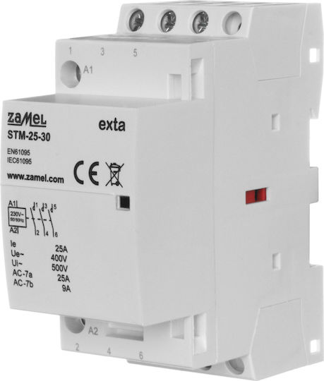 Zamel Ρελέ Ράγας 25A Τριπολικό με Τάση 230V